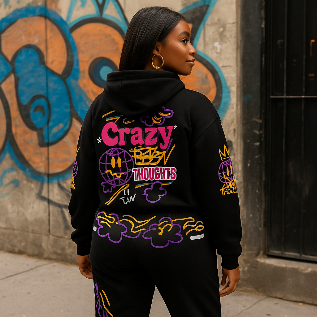 Crazy Thoughts Graphic Tracksuit Set – Built for the Culture